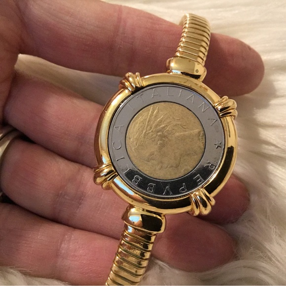 Toscana Italian 18K Gold Plated Lira Coin Bracelet, Size 8” - Picture 4 of 13